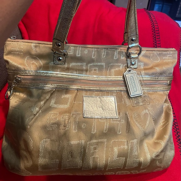 Coach Metallic Gold Poppy Shoulder Bag - Picture 1 of 12